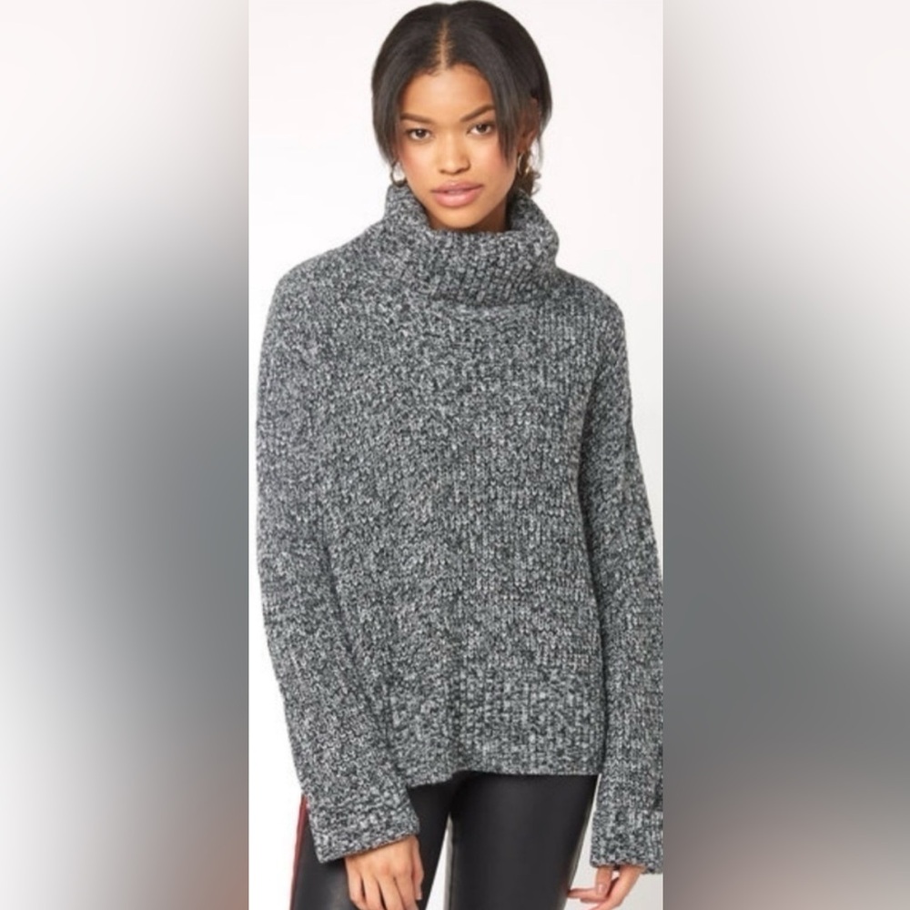 Sanctuary Chunky Marled Charcoal Cowl Neck Sweater